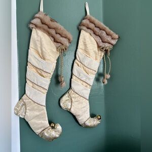 Pair of beautiful vintage winward holidays victorian Christmas  stockings